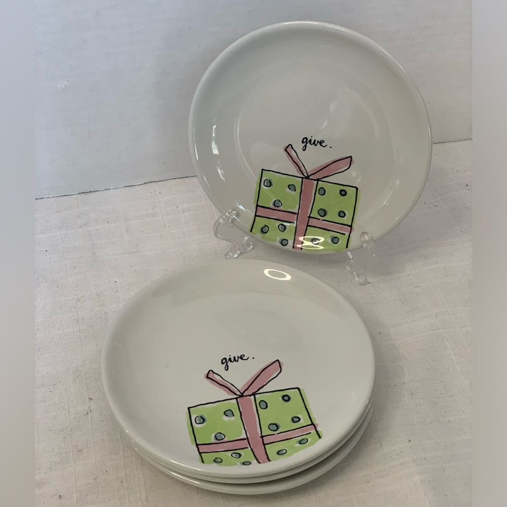 EARLY RAE DUNN / MAGENTA | Set of 4 | Christmas Snack Plates.